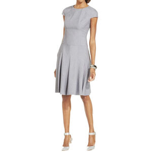 Anne Klein Women's Cap Sleeve Stripe Fit and Flare Dress Size 12 Gray Career